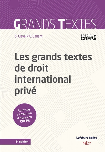 Les grands textes de droit international privé 5ed - Image principale