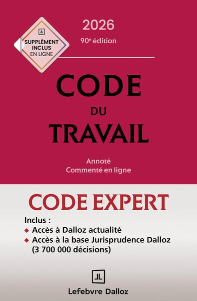 Code dalloz expert travail 2026. 90e éd. - Image principale