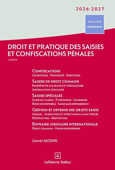 Droit et pratique des saisies et confiscations pénales 2026/2027. 4e éd. - Image principale