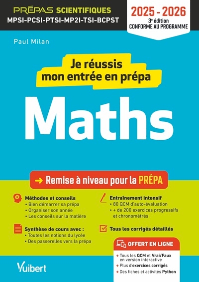 Je réussis mon entrée en prépa scientifique. mathématiques 2025-2026 - Image principale