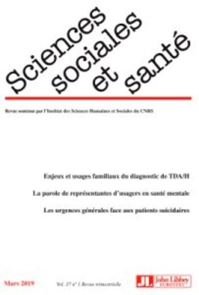 Sciences sociales et santé - vol. 37 - n°1/mars 2019 - Image principale