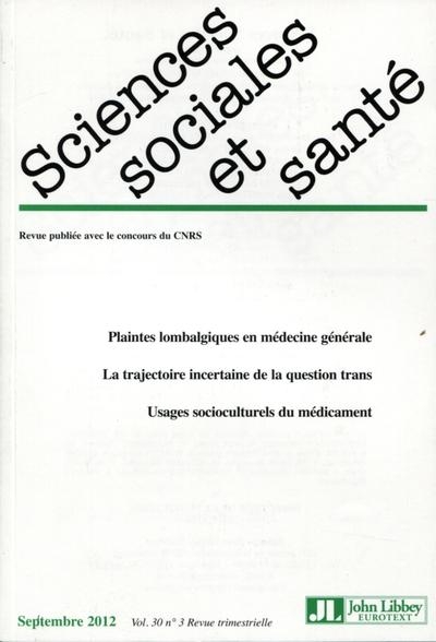 Revue sciences sociales et santé - volume 30 - n°3 - septembre 2012 - Image principale