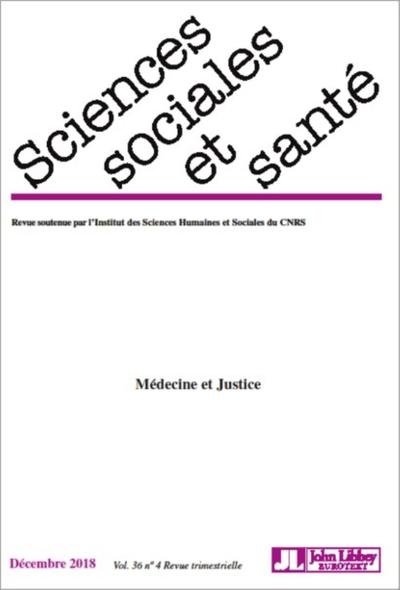Revue sciences sociales et santé - décembre 2018 - vol. 36 - n°4 - Image principale