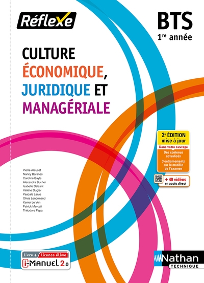 Culture économique juridique et managériale bts 1 (pochette réflexe) livre + licence élève 2021 - Image principale