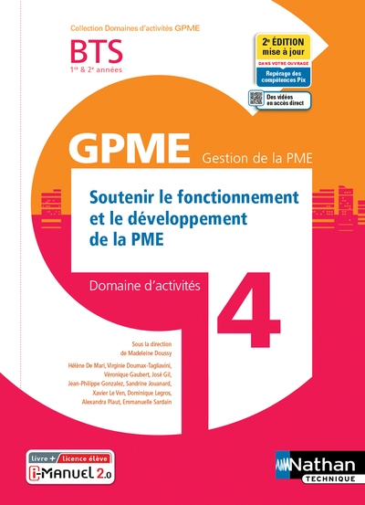 Soutenir fonct. dévelop. de la pme bts gestion pme 1e/2e années (dom act gpme) livre + licence élève - Image principale