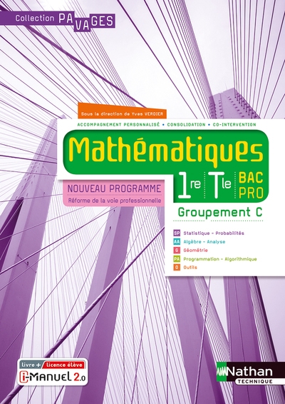 Mathématiques 1re/term bac pro - groupement c (manuel) - (pavages) livre + licence élève 2020 - Image principale