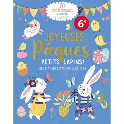 Mes planches d'artiste à colorier - joyeuses pâques petits lapins ! - Image principale