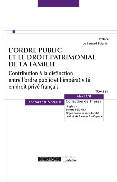 L'ordre public et le droit patrimonial de la famille - Image principale