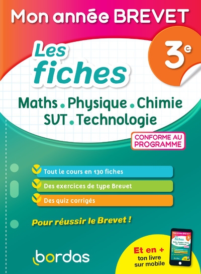 Mon année brevet les fiches maths physique chimie svt technologie 3e - Image principale
