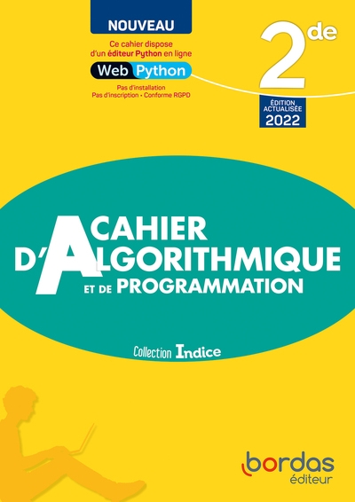 Indice - maths 2de - 2022 - cahier d'algorithmique et de programmation - élève - Image principale