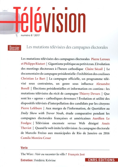 Télévision - numéro 8 les mutations télévisées des campagnes électorales 2017 - Image principale