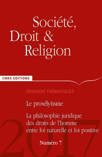 Société, droit et religion - numéro 7 le prosélytisme - la philosophie juridique des droits l'homme - Image principale