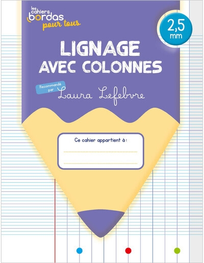 Cahiers bordas pour tous - lignage avec colonnes 2,5mm - 2024 - cahier - élève - Image principale