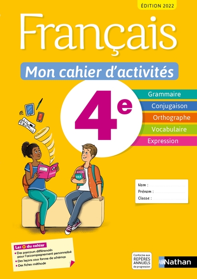 Français - mon cahier d'activités 4e - elève -2022 - Image principale