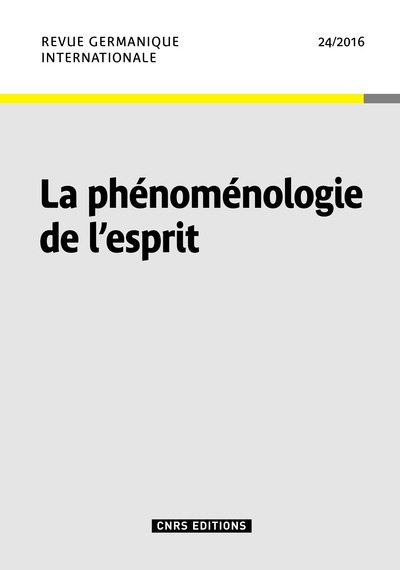 Rgi n°24 la phénoménologie de l'esprit - Image principale