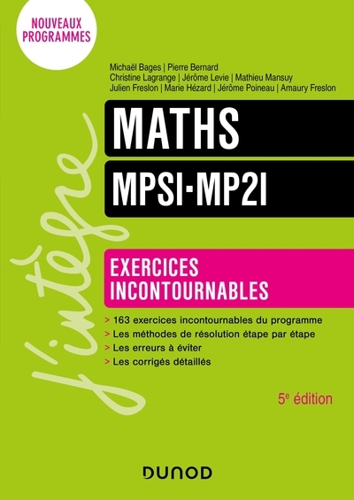 Maths exercices incontournables mpsi-mp2i - 5e éd. - Image principale