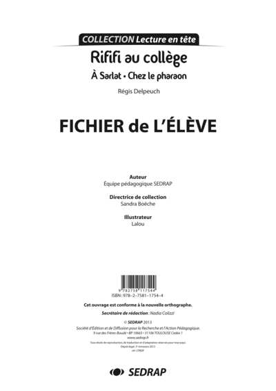 Rififi au college nouv. edition - le fichier - Image principale