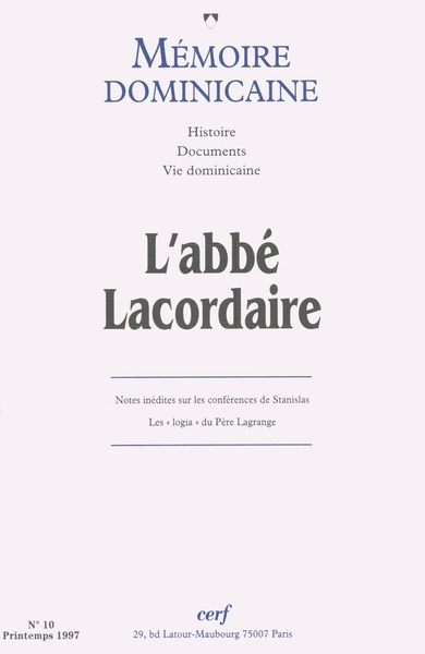 Memoire dominicaine - numero 10 l'abbe lacordaire(1828-1838) - Image principale
