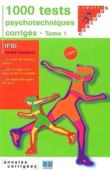 1000 tests psychotechniques corriges 3eme edition tome 1 - Image principale