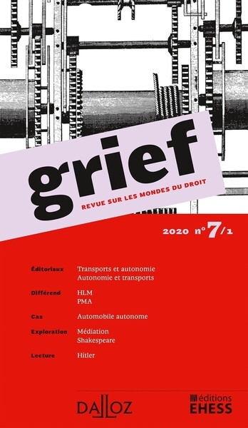 Grief, revue sur les mondes du droit 2020 - n° 7 partie 1 - Image principale