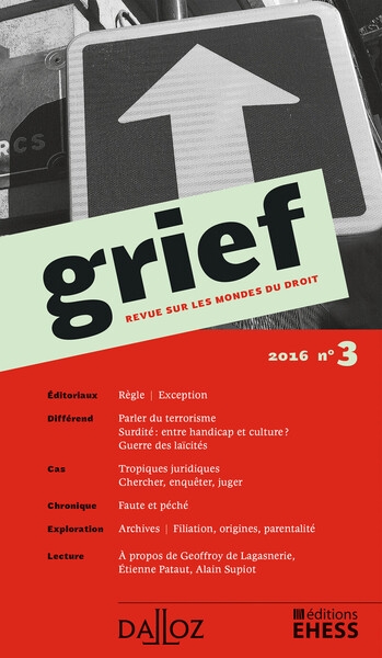 Grief. revue sur les mondes du droit 2016 - n° 3 - Image principale