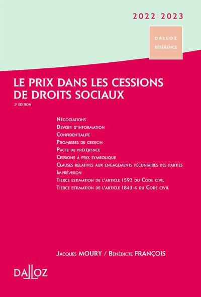 Le prix dans les cessions de droits sociaux 2022/2023. 2e éd. - Image principale