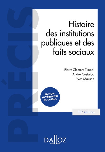 Histoire des institutions publiques et des faits sociaux. 13e éd. - Image principale