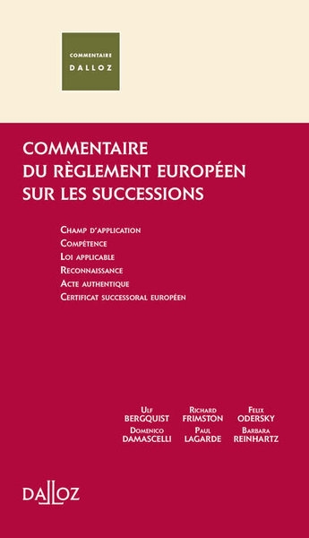 Commentaire du réglement européen sur les successions - Image principale