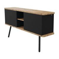 Caisson suspendu Alto duo noir 2 pieds 2 tiroirs top chêne brut - Image principale