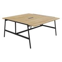 Table de réunion Alto 160x163x75 cm élec. Noir/chêne vieilli - Image principale