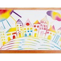 Feuille 15 x 21 cm. blanc/arc-en-ciel (Pochette de 10) - Image principale