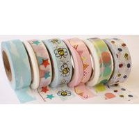 Lot 6 rubans adhésifs en papier de riz imprimés - Nuage - Image principale