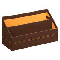 Porte-courrier simili cuir italien 25 x 10 x 14 cm bronze - Image principale