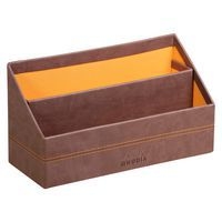 Porte-courrier simili cuir italien 25 x 10 x 14 cm chocolat - Image principale