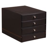 Trieur 4 tiroirs simili cuir italien noir 24,8x32,7x22,8 cm - Image principale
