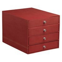 Trieur 4 tiroirs simili cuir nacarat 24,8x32,7x22,8 cm - Image principale