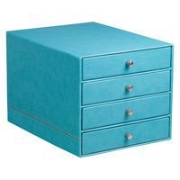 Trieur 4 tiroirs simili cuir turquoise 24,8x32,7x22,8 cm - Image principale