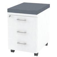 Caisson mobile 3 tiroirs blanc + coussin M1 GRIS B01/15 - Image principale