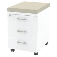 Caisson mobile 3 tiroirs blanc + coussin M1 BEIGE B01/9 - Image principale
