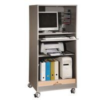 Armoire multimédia mobile à rideaux coloris alu/hêtre - Image principale