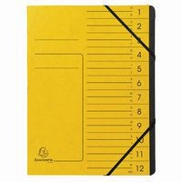 Lot de 10 Trieur agrafé avec élastiques int. noir 12 compart. A4 Jaune - Image principale