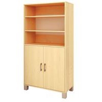 Bibliothèque Confetti avec pieds - étagères et 2 portes pleines bouleau/bouleau - Image principale