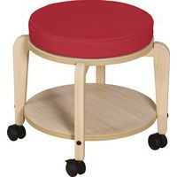 Tabouret adulte Lili T3 assise bois/coussin corail - Image principale