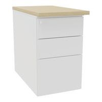 Caisson haut. bureau métal prof. 80 cm blanc/top chêne - Image principale