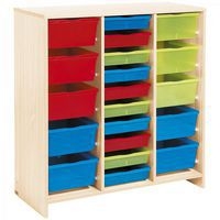 Meuble haut 20 bacs multicolores - Teinte Bouleau - Image principale