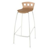 Tabouret 4 pieds hauteur 80 cm coque Caro bois naturel - blanc 9016 - Image principale