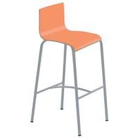 Tabouret 4 pieds hauteur 75 cm stratifié orange/alu 9006 - Image principale