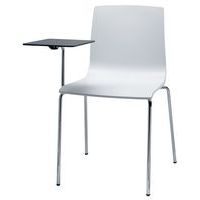 Lot de 2 chaises Alice 4 pieds avec tablette HPL lin - chromé - Image principale