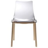 Lot de 2 chaises Zebra antichoc 4 pieds - transparent/hêtre naturel - Image principale