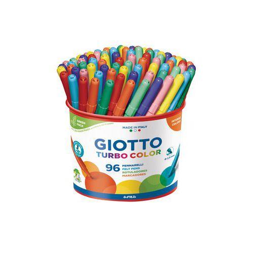 Illustration de : Pot plastique 96 feutres turbolcolor pointe 2,8 mm - Giotto